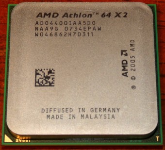 AMD Athlon 64 X2 Dual-Core 4400+ CPU (ADO4400IAA5DO NAA9G 0734EPAW) Diffused in Germany, Made in Malaysia 2005